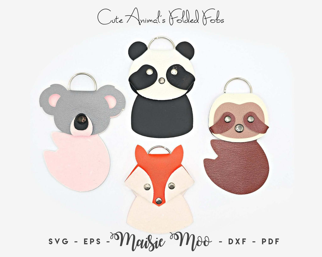 Cute Animal Folded Keychain Faux Leather Crafts for Cricut and Silhouette by Maisie Moo Design