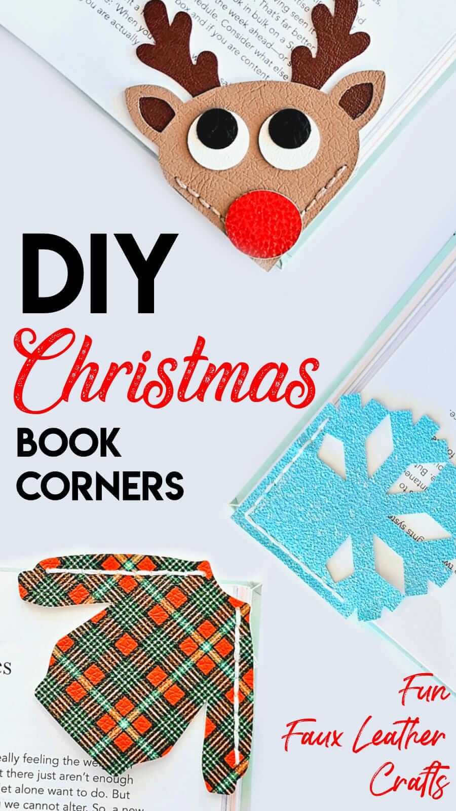 Christmas Corner Bookmarks Faux Leather Crafts for Cricut and Silhouette by Maisie Moo Design