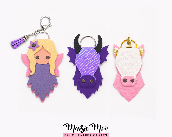 Dragon, Fairy & Unicorn Leather Keychain SVG Bundle