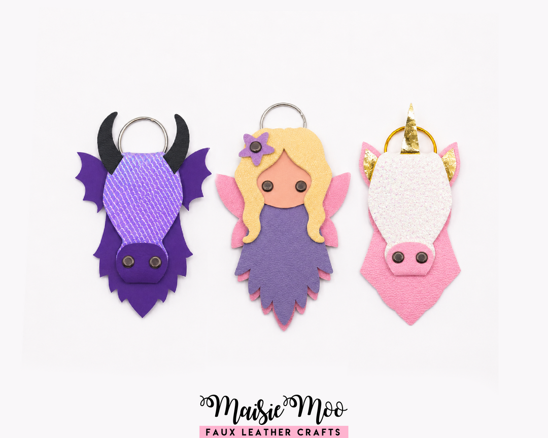 Dragon, Fairy & Unicorn Leather Keychain SVG Bundle