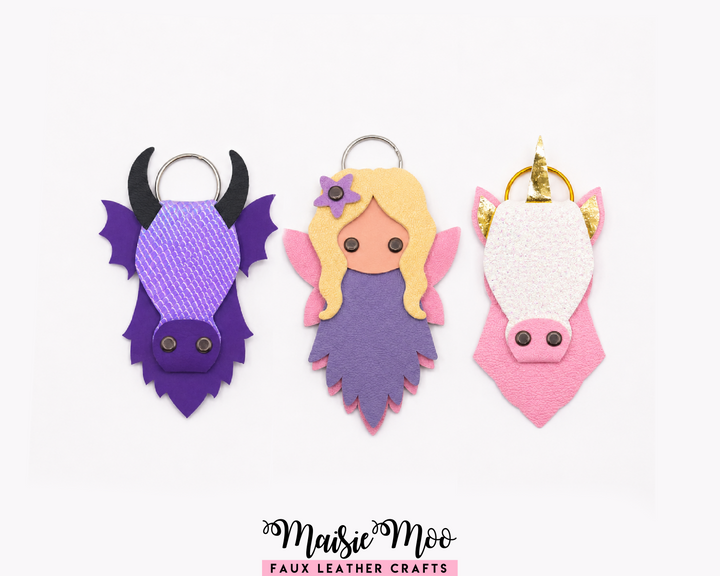 Dragon, Fairy & Unicorn Leather Keychain SVG Bundle