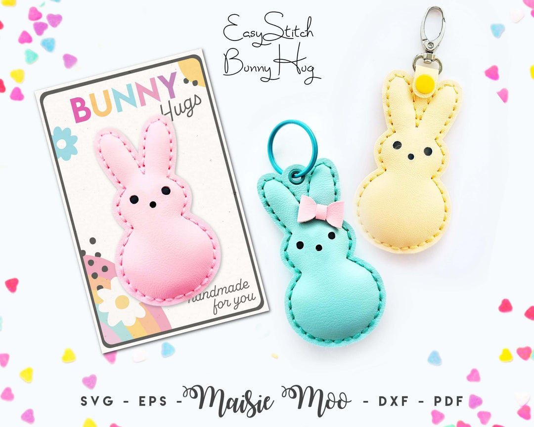 Easter Bunny Hug | Keychain or Bag Charm Faux Leather Crafts for Cricut & Silhouette by Maisie Moo