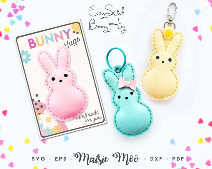 Easter Bunny Hug | Keychain or Bag Charm Faux Leather Crafts for Cricut & Silhouette by Maisie Moo