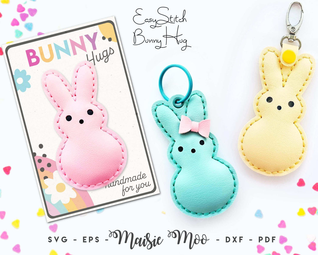 Easter Bunny Hug | Keychain or Bag Charm Faux Leather Crafts for Cricut & Silhouette by Maisie Moo