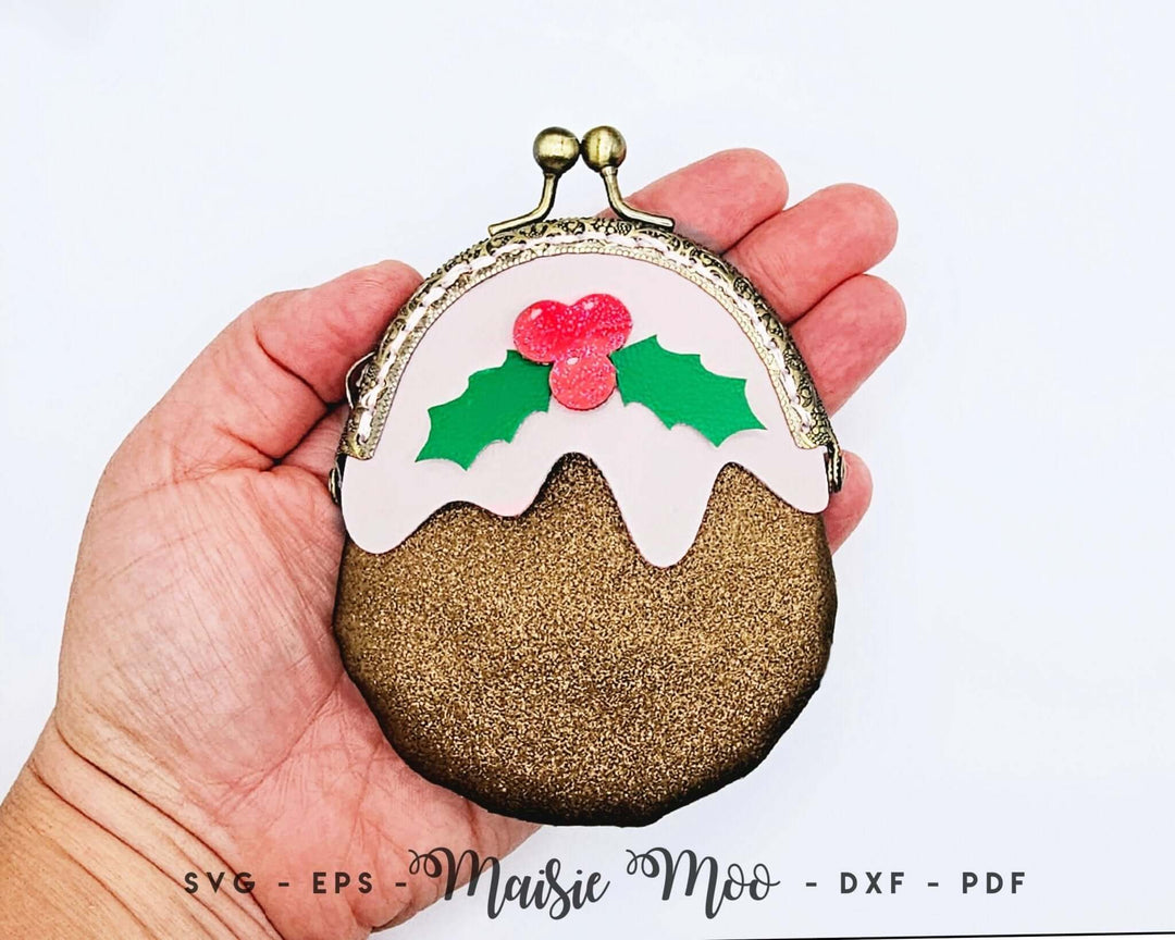 Christmas Pudding Purse & Bag Faux Leather Crafts for Cricut and Silhouette by Maisie Moo Design