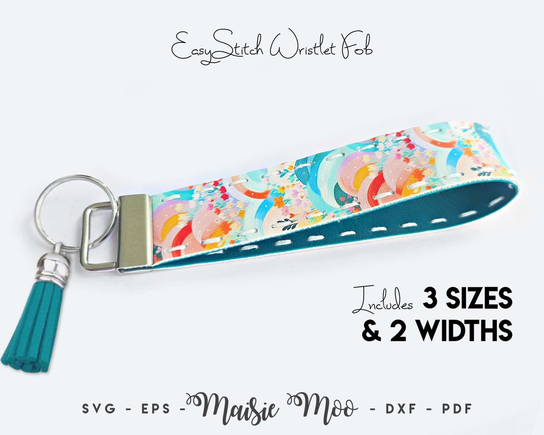 Wristlet Keychain | Key Fob Faux Leather Crafts for Cricut and Silhouette by Maisie Moo Design
