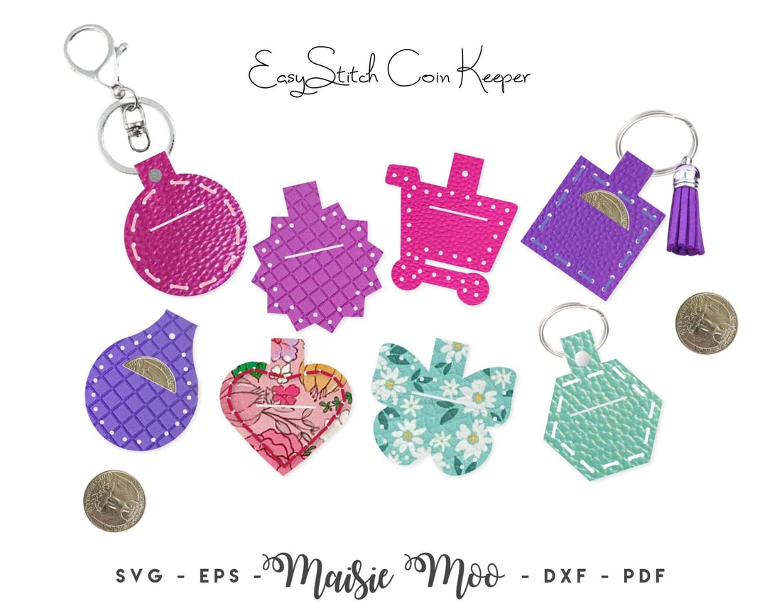 EasyStitch Coin Keeper Faux Leather Crafts for Cricut and Silhouette by Maisie Moo Design