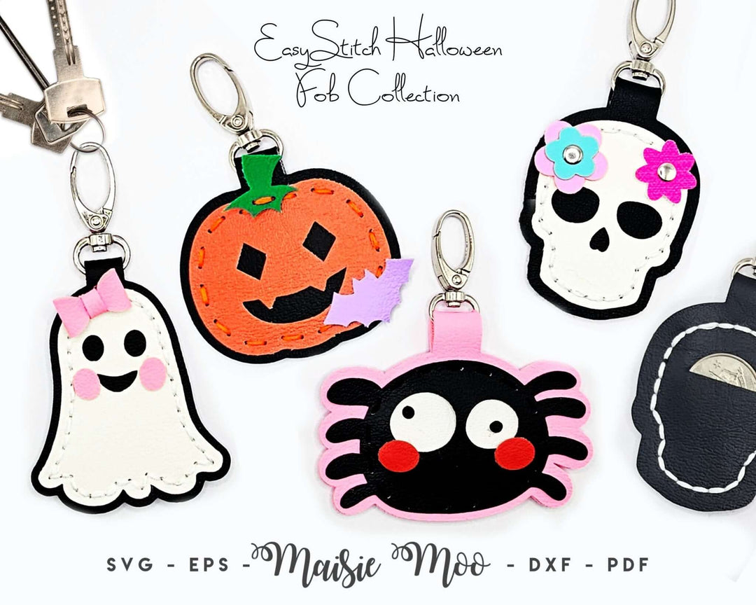 Halloween Fob Collection Faux Leather Crafts for Cricut and Silhouette by Maisie Moo Design