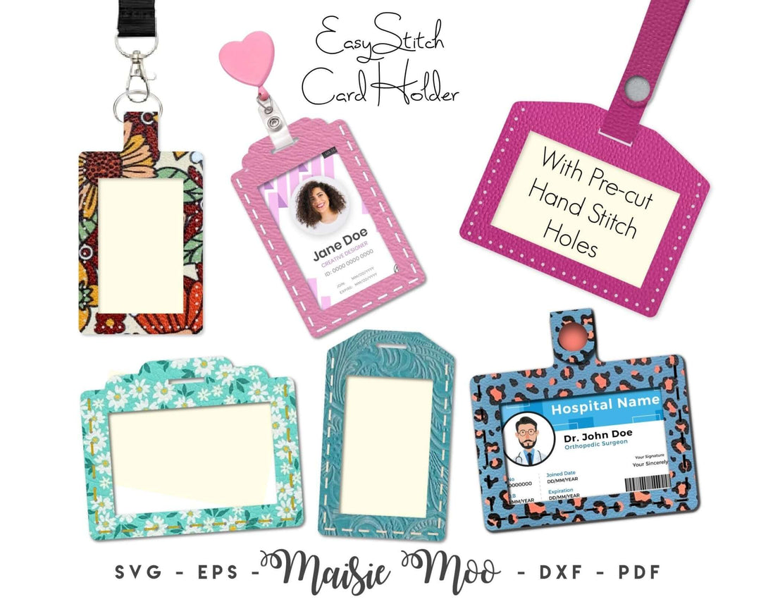 EasyStitch ID Card Cover Faux Leather Crafts for Cricut and Silhouette by Maisie Moo Design
