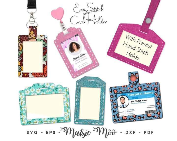 EasyStitch ID Card Cover Faux Leather Crafts for Cricut and Silhouette by Maisie Moo Design