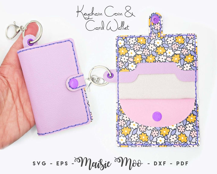 EasyStitch Keychain Coin & Card Wallet Faux Leather Crafts for Cricut and Silhouette by Maisie Moo Design