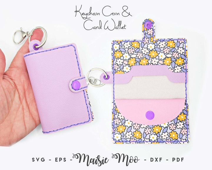 EasyStitch Keychain Coin & Card Wallet Faux Leather Crafts for Cricut and Silhouette by Maisie Moo Design
