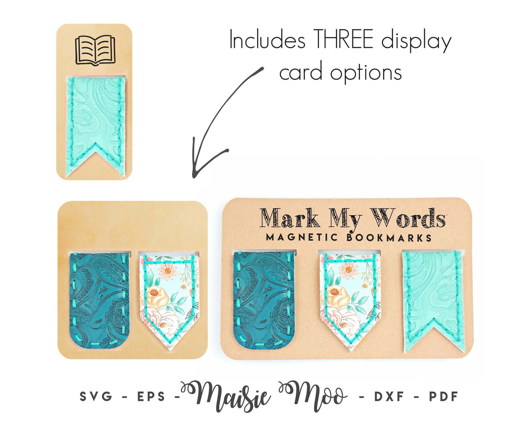Magnetic Bookmark SVG Template, Leather Pattern Book Lover Gift, DIY Planner Book Mark Faux Leather Crafts No Sew files for Cricut Cut Files