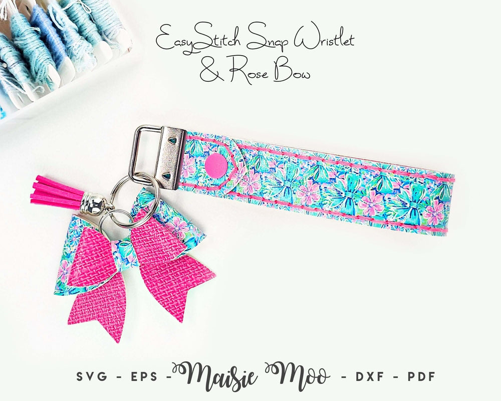 Snap Wristlet Keychain SVG, Hand Sew Holes Keychain Wrist Fob Template, Faux Leather Fob, Wristlet Cricut SVG Cut File