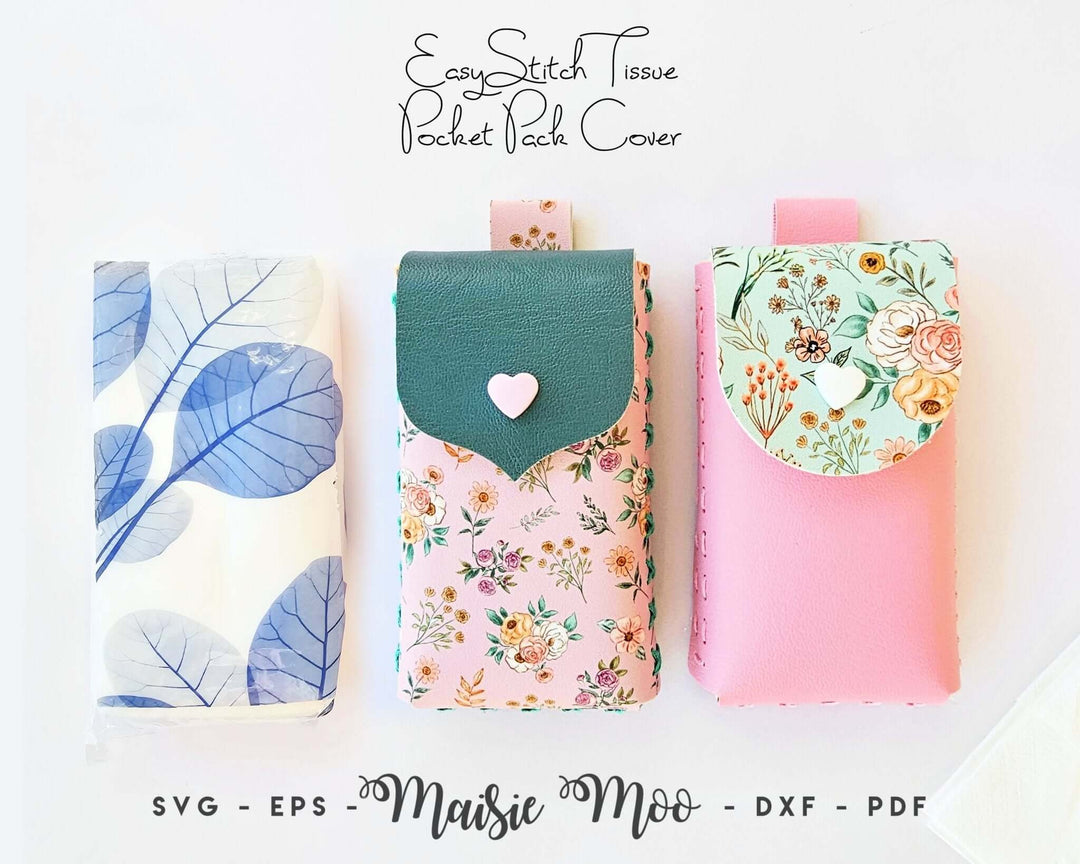 EasyStitch Purse Tissue Cover Faux Leather Crafts for Cricut and Silhouette by Maisie Moo Design