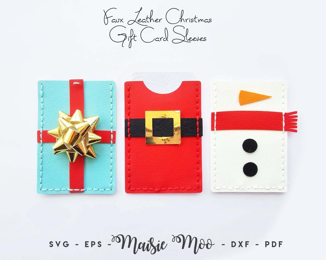 Christmas Gift Card Holders Faux Leather Crafts for Cricut and Silhouette by Maisie Moo Design