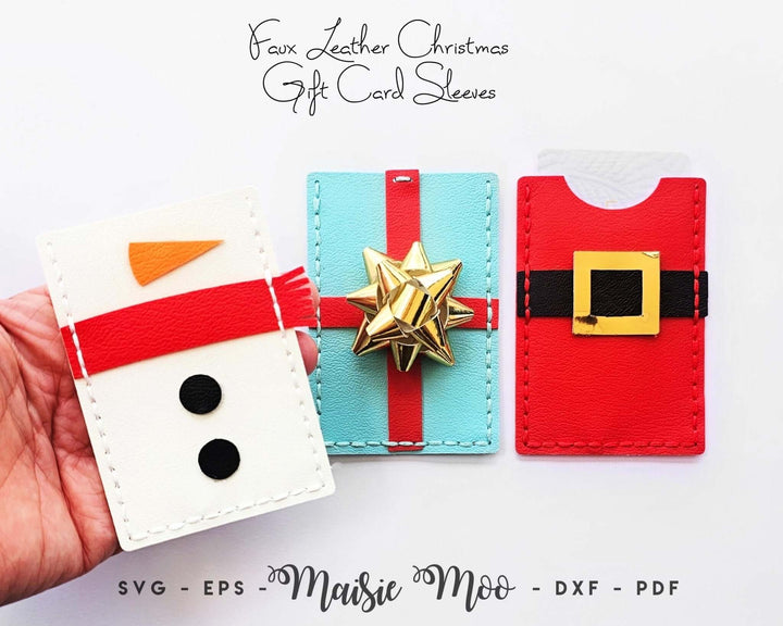 Christmas Gift Card Holders Faux Leather Crafts for Cricut and Silhouette by Maisie Moo Design