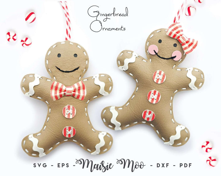 Gingerbread Ornament Faux Leather Crafts for Cricut and Silhouette by Maisie Moo Design