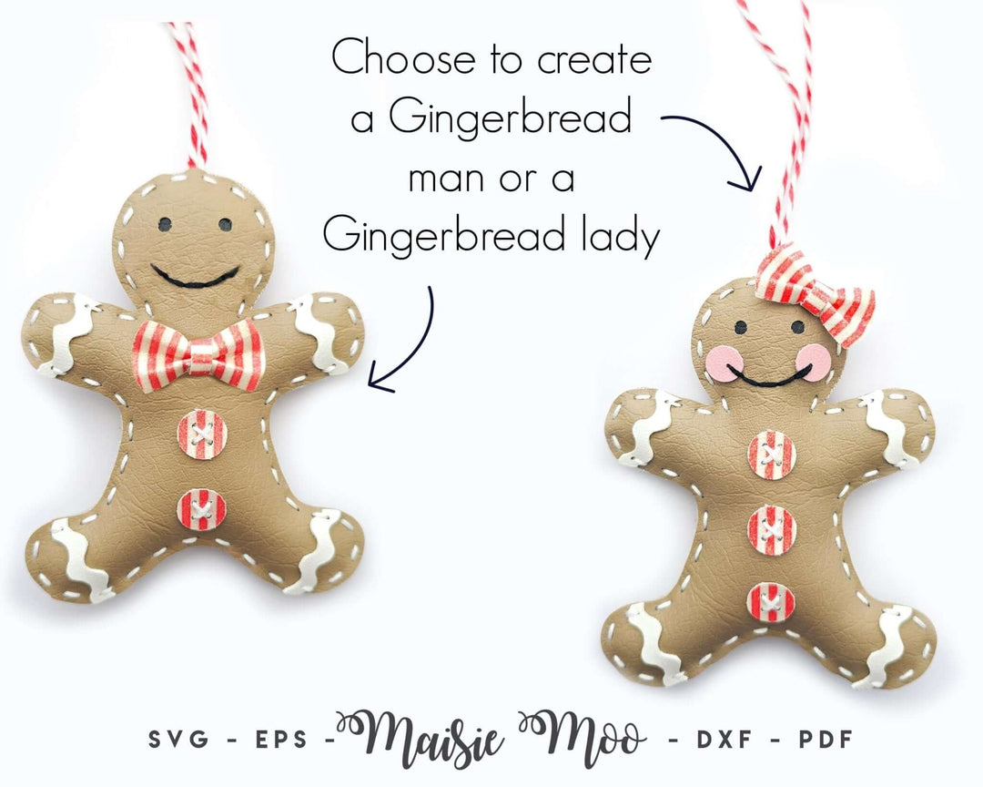 Gingerbread Ornament Faux Leather Crafts for Cricut and Silhouette by Maisie Moo Design