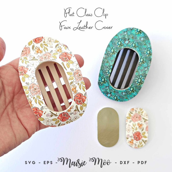 Flat Claw Clip Cover Template | Faux Leather Oval Hair Clip SVG | Pimp Your Claw Clip with Maisie Moo