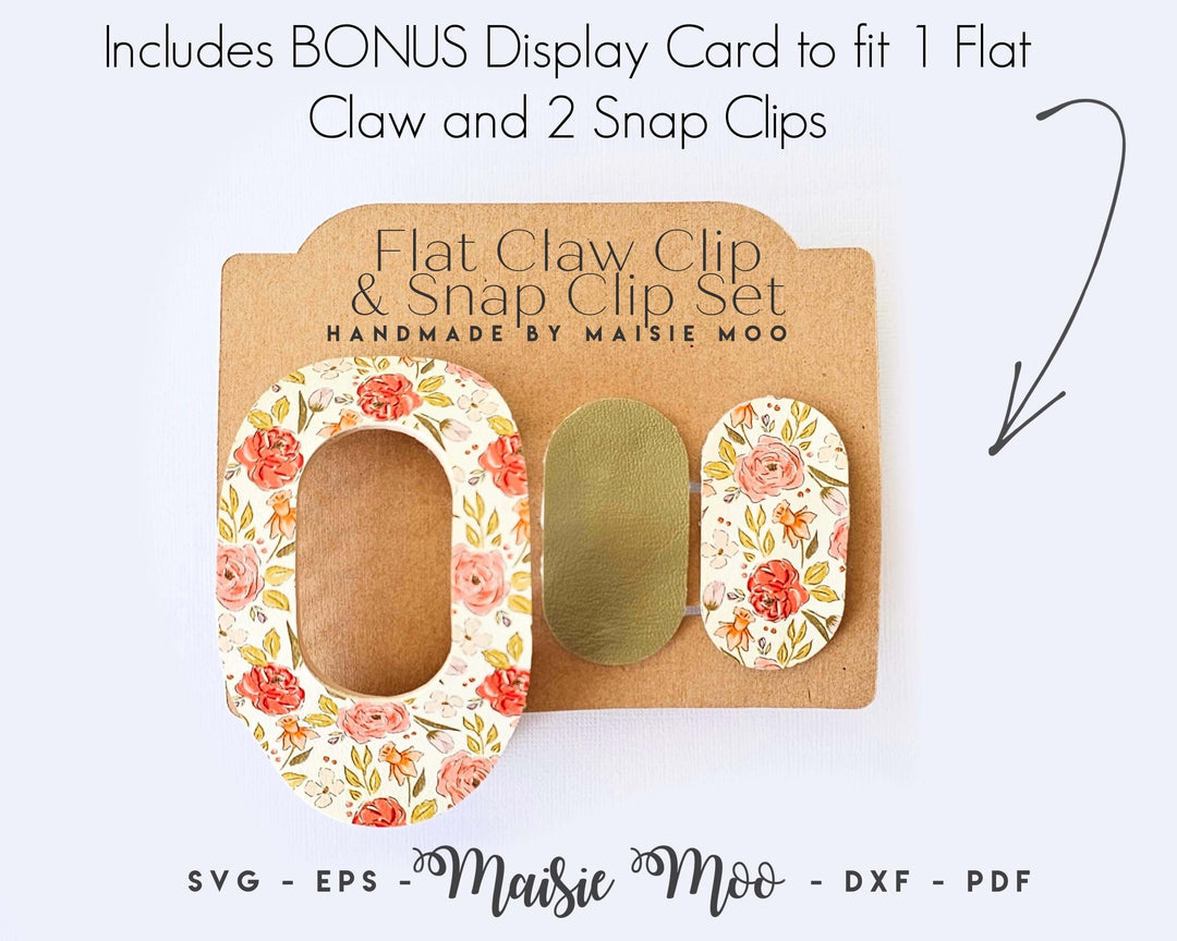 Flat Claw Clip Cover Template | Faux Leather Oval Hair Clip SVG | Pimp Your Claw Clip with Maisie Moo