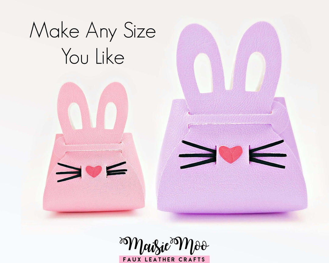 Easter Purse SVG Bundle, Bunny Carrot Flower Treat Holder, No Sew Faux Leather Mini Bag Template for Cricut