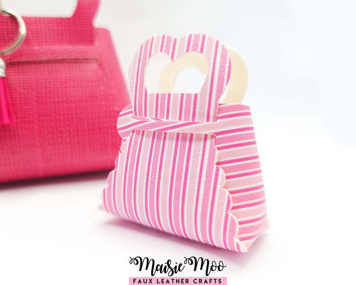 Folded Heart Purse - Gift Bag design with pink striped pattern and heart-shaped handle by Maisie Moo.