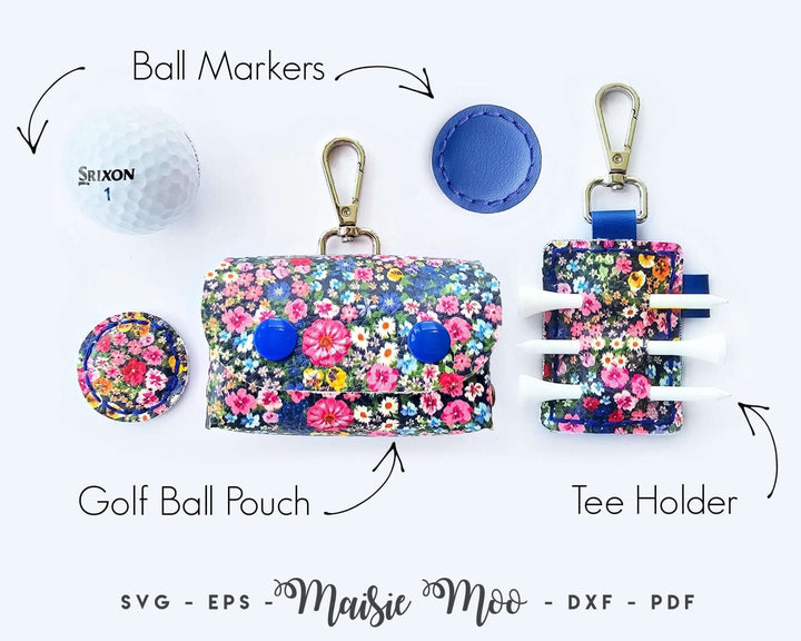 Golf Accessory Set SVG Faux Leather Crafts for Cricut and Silhouette by Maisie Moo Design