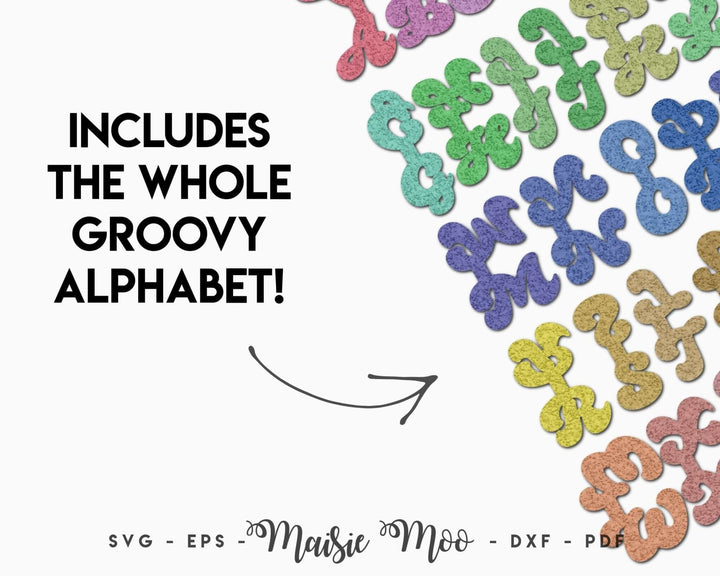 Groovy Alphabet Keychain Faux Leather Crafts for Cricut and Silhouette by Maisie Moo Design