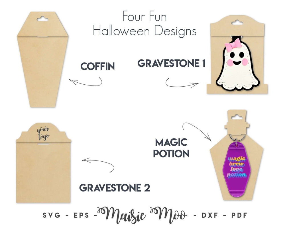 Halloween Keychain Display Card Collection Faux Leather Crafts for Cricut and Silhouette by Maisie Moo Design