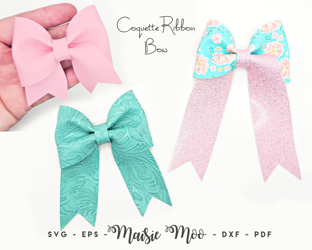 Coquette Ribbon Hair Bow SVG, Faux leather bow template SVG, Penelope Sailor Bow PDF, Hair Bow Template, Cricut Bow