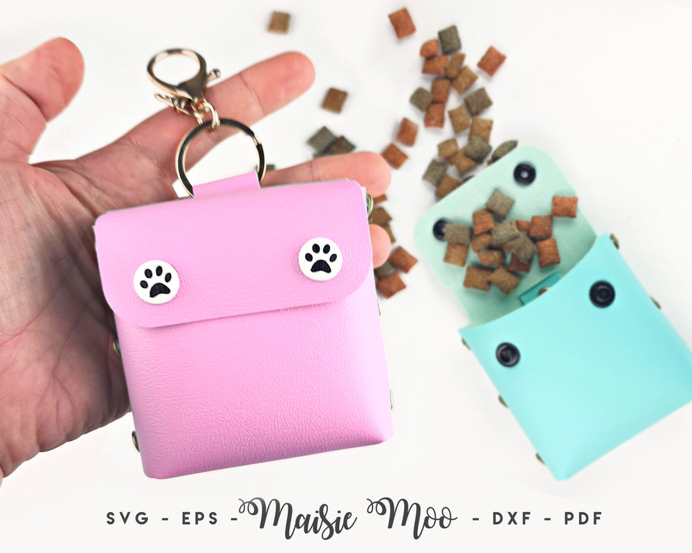 Dog Treat Bag Pattern SVG, Faux Leather Pet Snack Pouch Template, Doggy Bag Holder Svg files for Cricut Cut Files Maisie Moo Vegan leather