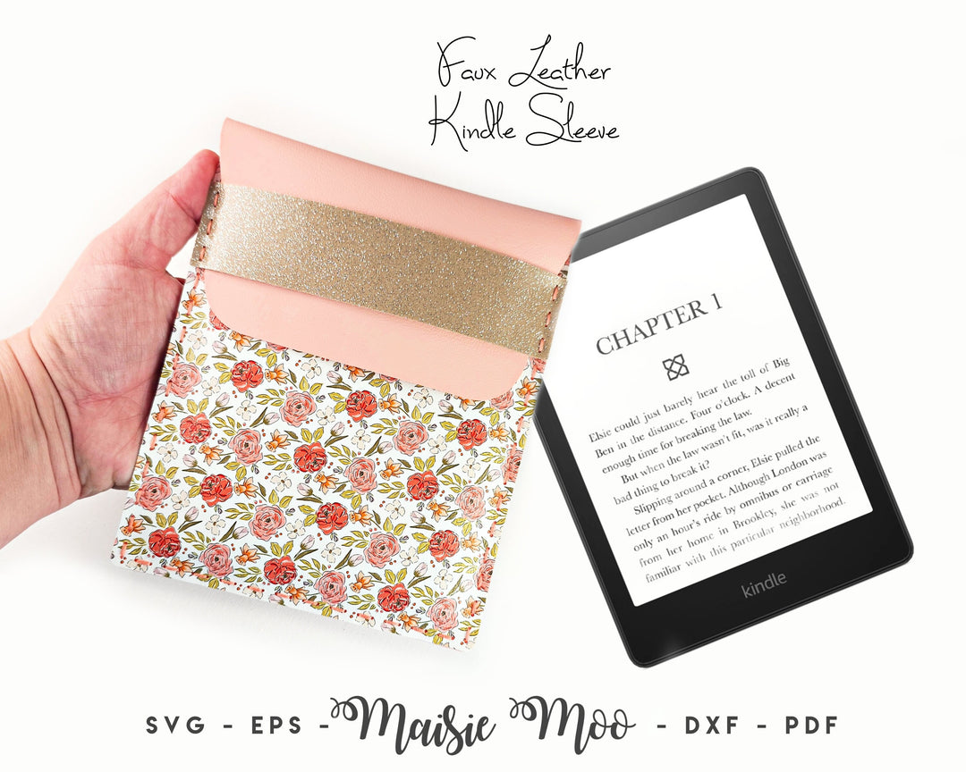 Kindle Sleeve Sewing Pattern SVG, Kindle Cover Template, Faux Leather files for Cricut Cut Files Maisie Moo
