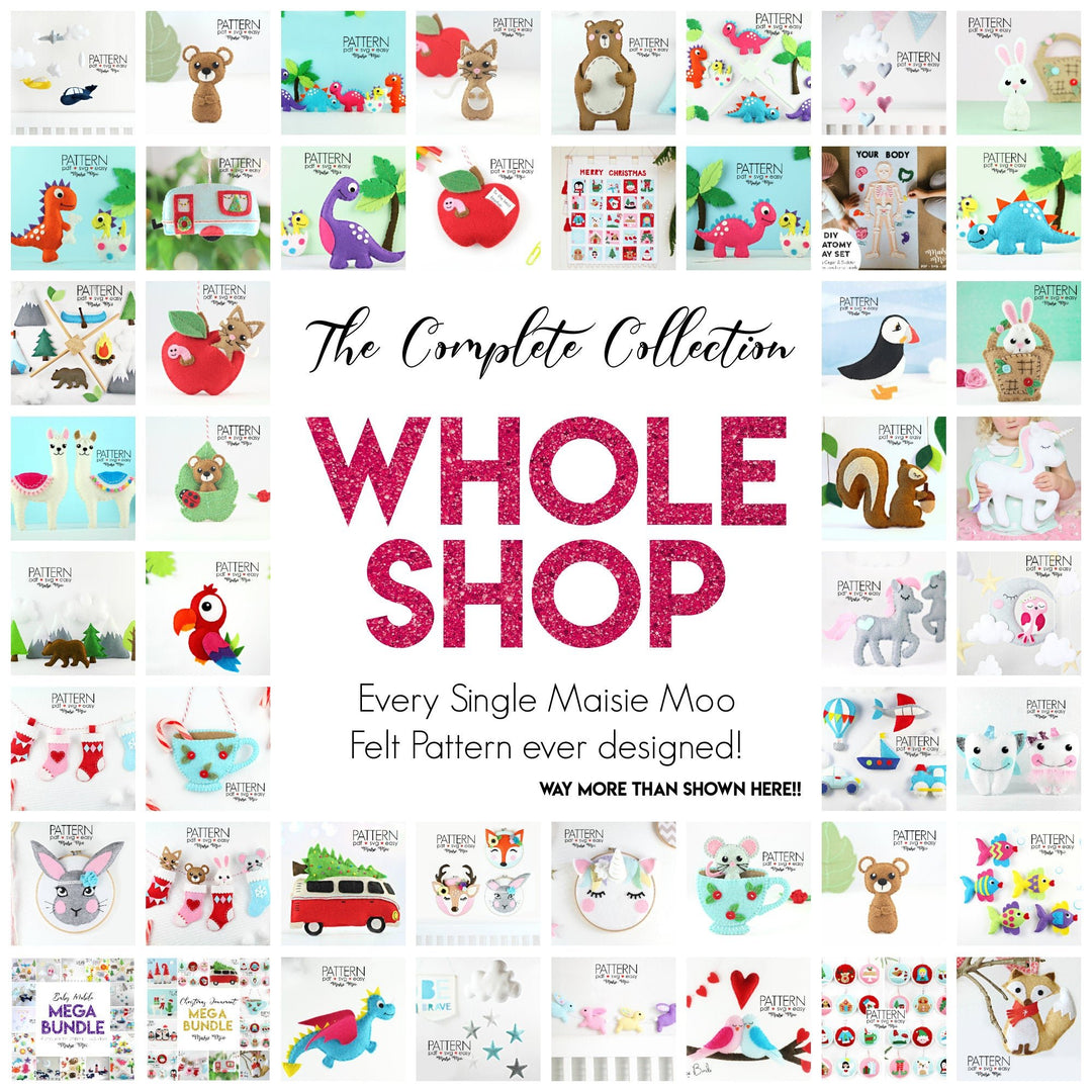 Whole Shop Felt Sewing Pattern Collection - Maisie Moo