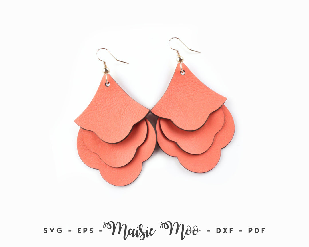 Leather Earring SVG | Boho Earring Laser Templates | Maisie Moo Vegan leather Earring PDF