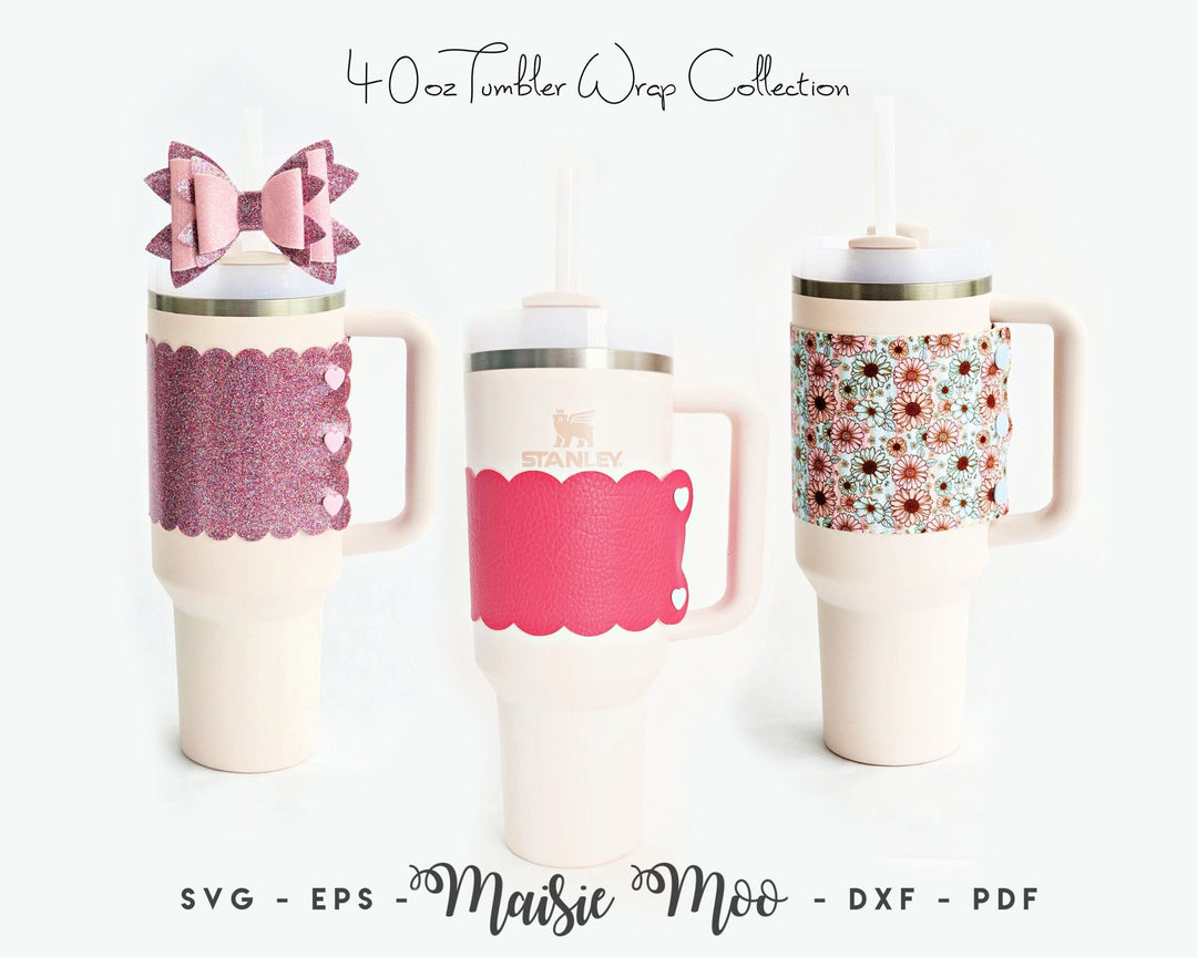 40oz Faux Leather Tumbler Wrap - Maisie Moo