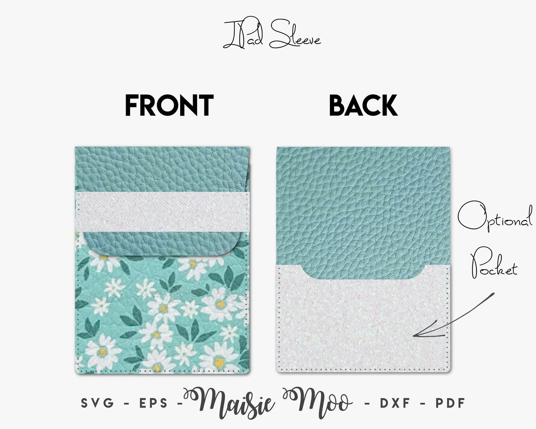 iPad Sleeve Sewing Pattern SVG, Tablet Cover Template, Faux Leather files for Cricut Cut Files Maisie Moo