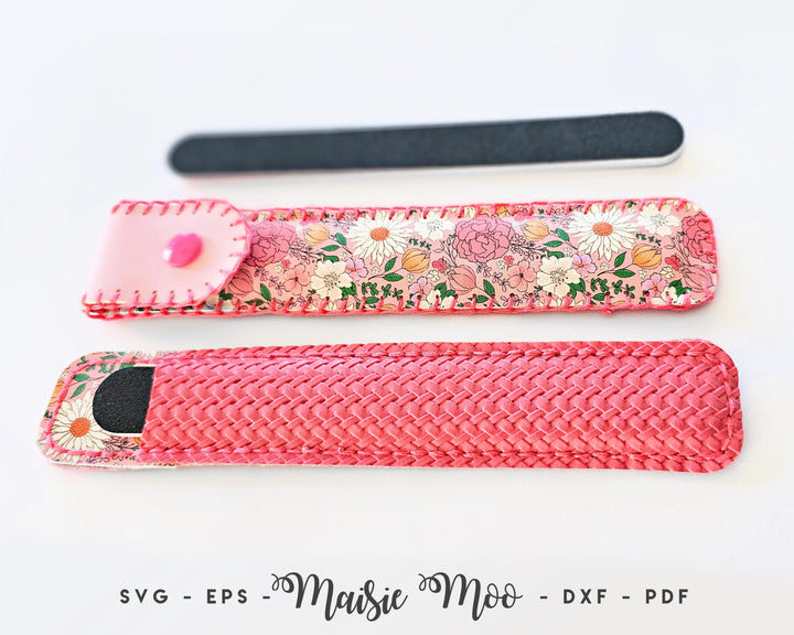 Nail File Case SVG Pattern, Emery Board Pouch Template, Nail File Sleeve, Faux Leather Project with Maisie Moo