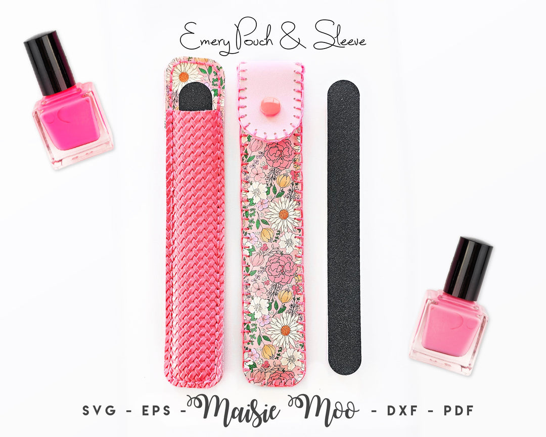 Nail File Case SVG Pattern, Emery Board Pouch Template, Nail File Sleeve, Faux Leather Project with Maisie Moo