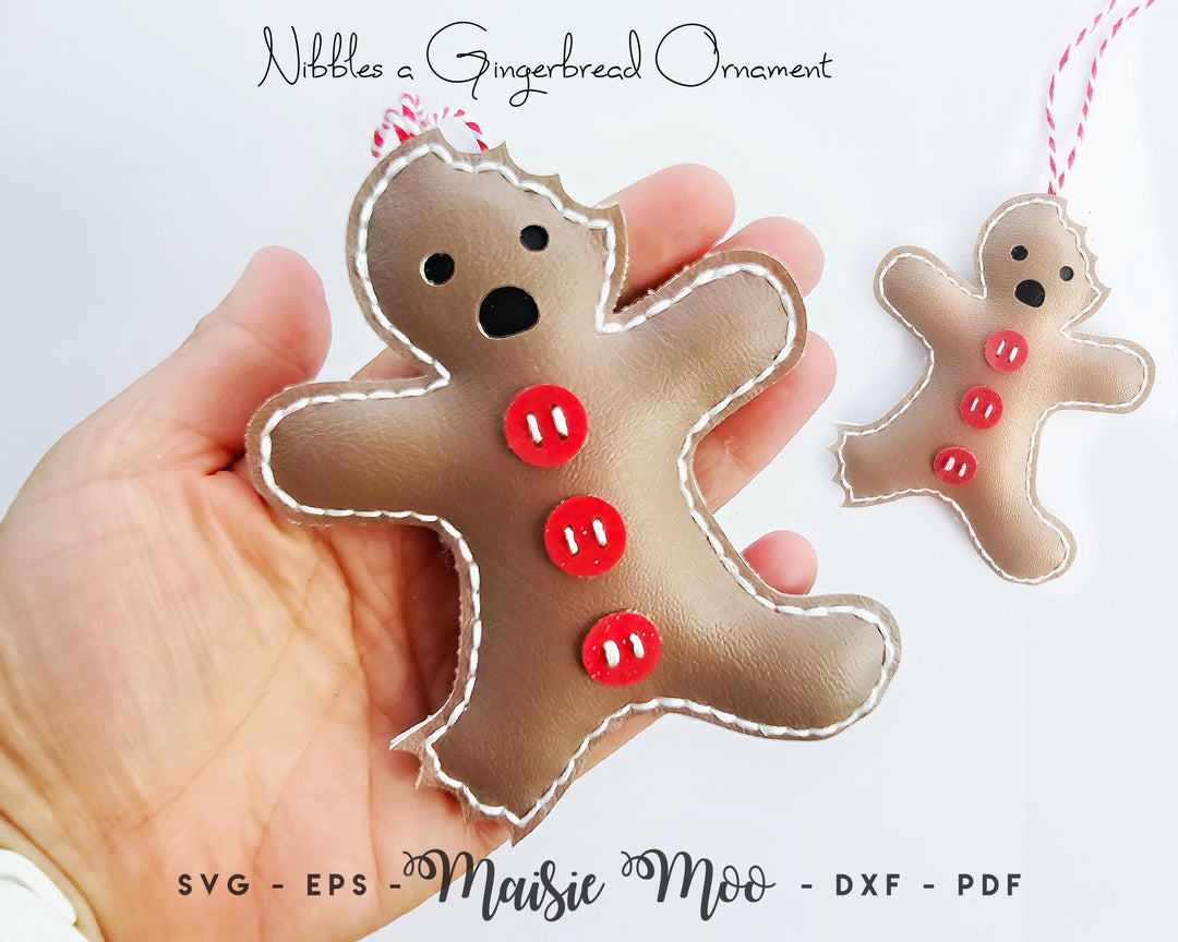 Gingerbread Ornament SVG, Christmas Easy Stitch Pattern SVG by Maisie Moo, Cricut Embroidery Faux Leather Christmas Craft