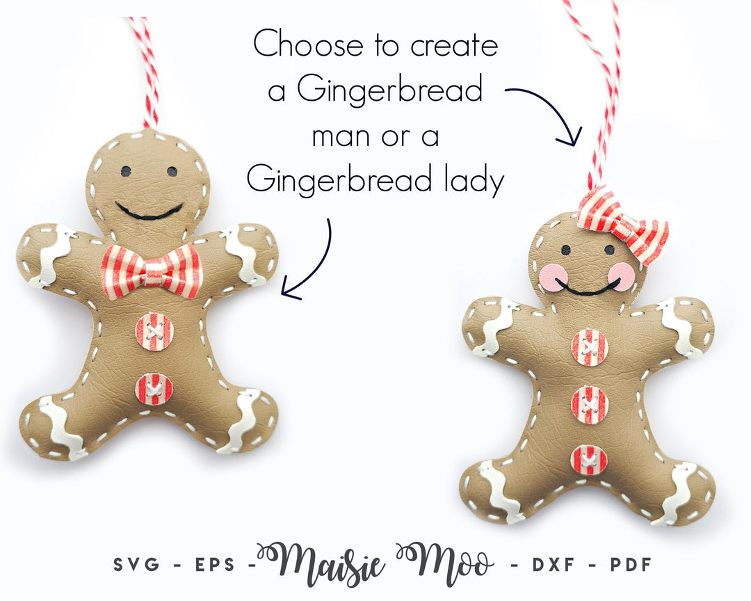 Gingerbread Ornament SVG, Christmas Easy Stitch Pattern SVG by Maisie Moo, Cricut Embroidery Faux Leather Christmas Craft