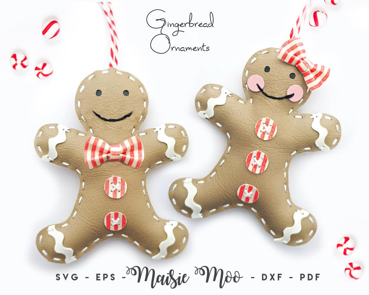 Gingerbread Ornament SVG, Christmas Easy Stitch Pattern SVG by Maisie Moo, Cricut Embroidery Faux Leather Christmas Craft