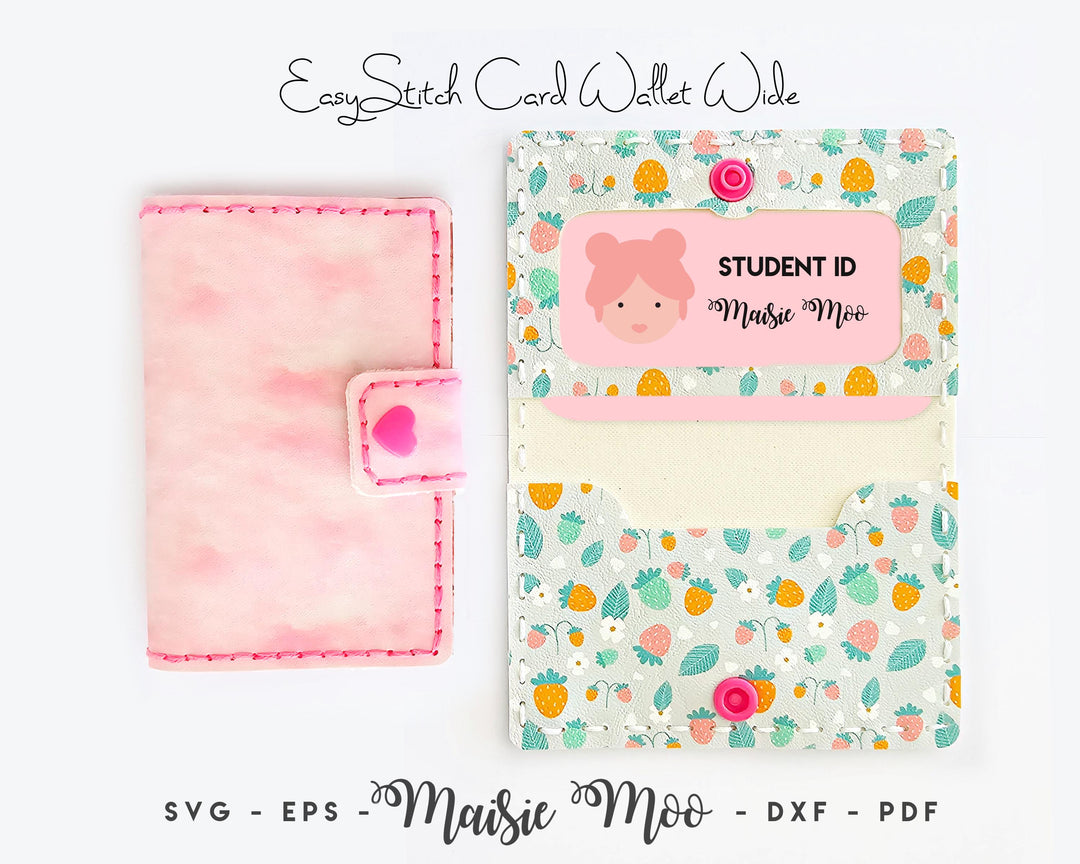 Card Wallet SVG, Card Pouch Template, Leather Pattern, Card Wallet Svg files for Cricut Cut Files Maisie Moo Handstitch Sewing Pattern