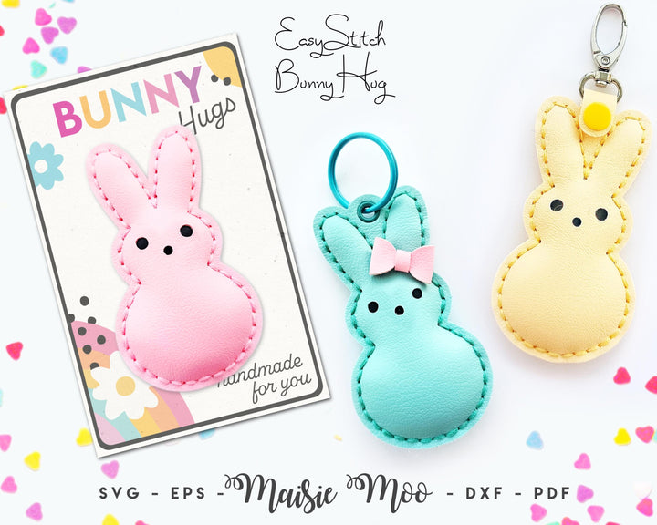 Peep Bunny Keychain in Faux Leather, sewing pattern