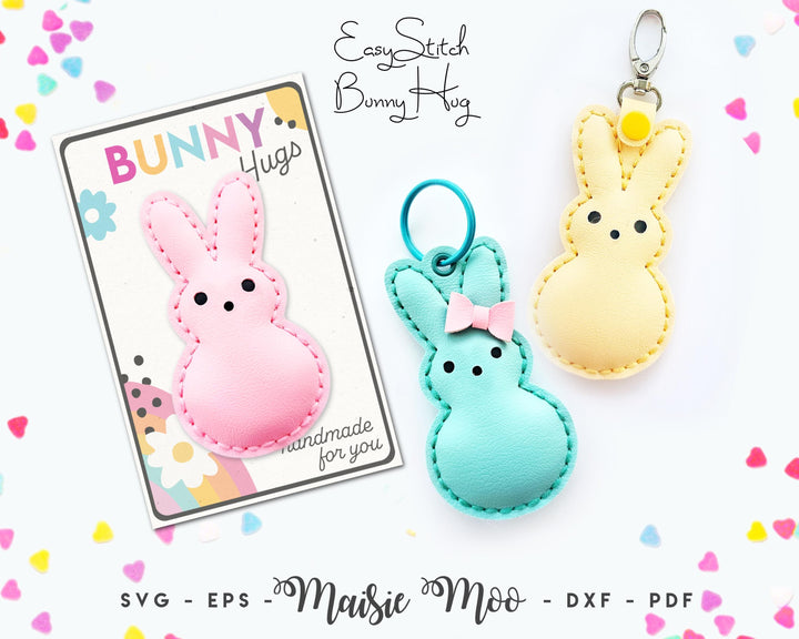 Peep Bunny Keychain in Faux Leather, sewing pattern