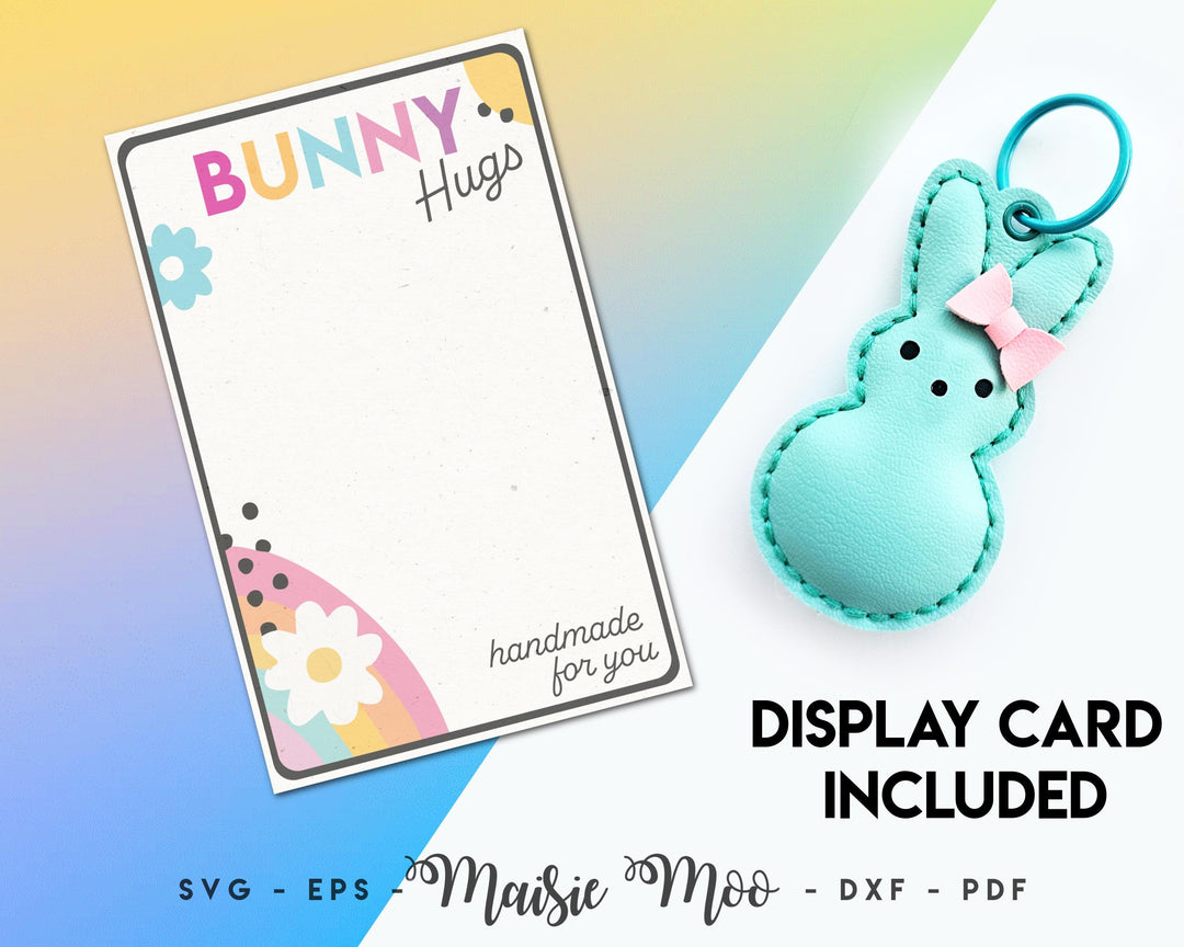 Easter Bunny Hug Keychain SVG, Faux Leather Bag Charm Pattern, Rabbit Purse Charm, EasyStitch Sewing Pattern Cricut Template