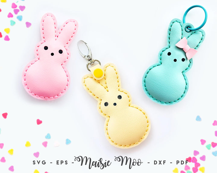 Peep Bunny Keychain in Faux Leather, sewing pattern