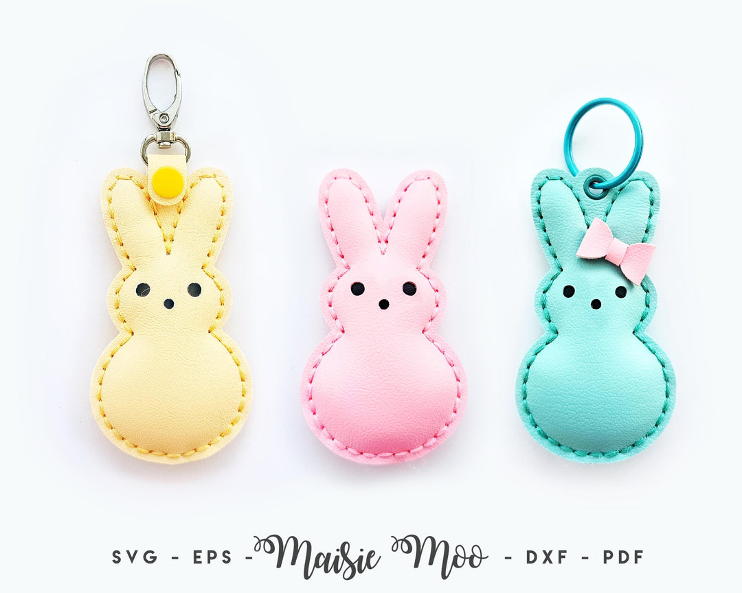 Peep Bunny Keychain in Faux Leather, sewing pattern