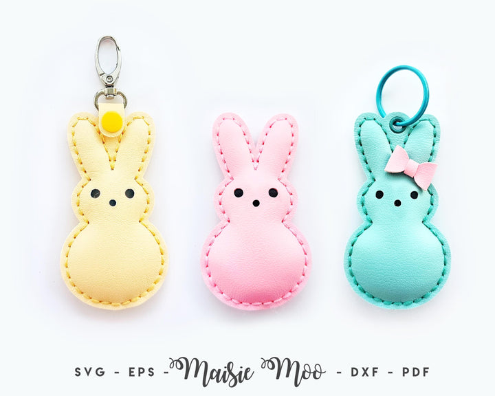 Peep Bunny Keychain in Faux Leather, sewing pattern