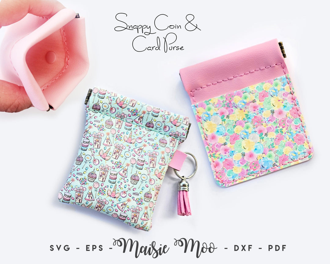 Flex Fame Coin Purse SVG, Card Pouch Sewing Pattern, Faux Leather Pinch Purse, DIY Snappy Snap Top Case Template